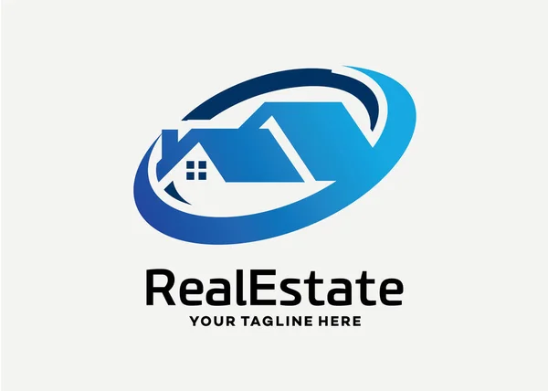 Real Estate Building Logo Design Template White Background — Stock Vector