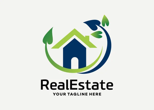 Immobilien Gebäude Logo Design Vorlage Mit Weißem Hintergrund — Stockvektor