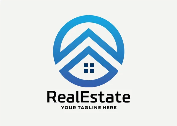 Immobilien Gebäude Logo Design Vorlage Mit Weißem Hintergrund — Stockvektor