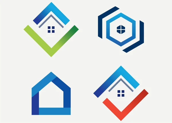 Modelo Design Logotipo Edifício Imobiliário Com Fundo Branco —  Vetores de Stock