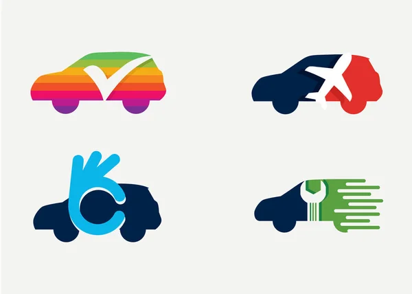 Abstrakte Auto Logo Set Design Vorlage Mit Weißem Hintergrund — Stockvektor