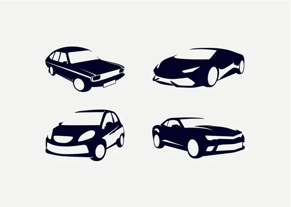 Voiture Silhouette Logo Ensemble Modèle Conception Avec Fond Blanc — Image vectorielle