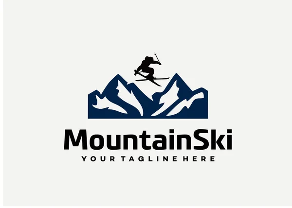 Winter Mountain Sport Logo Design Sjabloon Met Witte Achtergrond — Stockvector