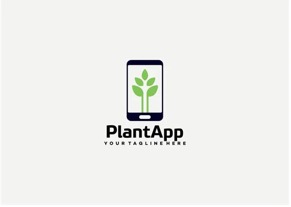 Plant App Logo Design Template Mit Weißem Hintergrund — Stockvektor