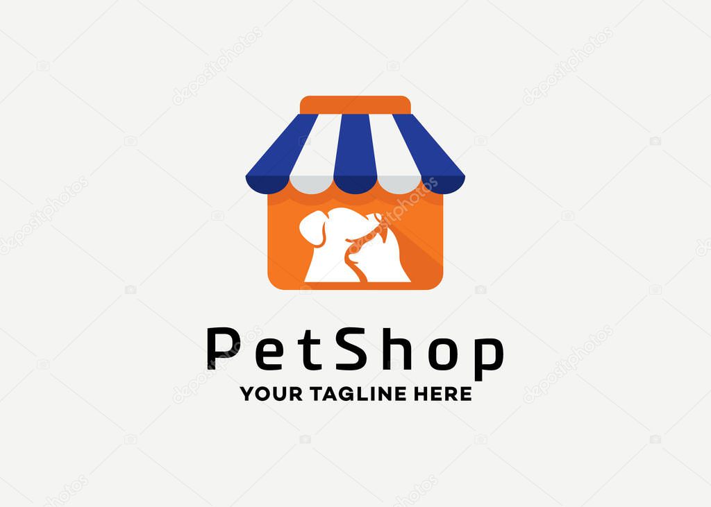 Pet shop logo design template with white background