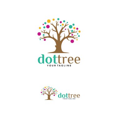 noktalar ağaç logo tasarım şablonu beyaz arkaplan