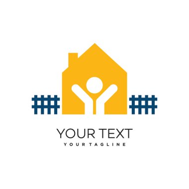 Beyaz arkaplanlı ev logosu tasarım şablonunda kal