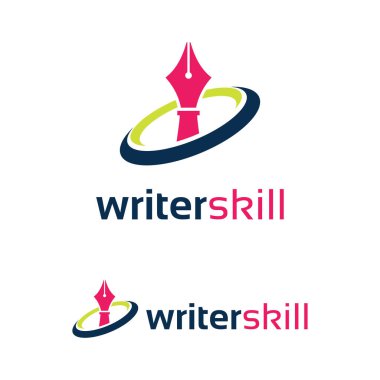 Yazar becerisi logo tasarım şablonu beyaz arkaplan