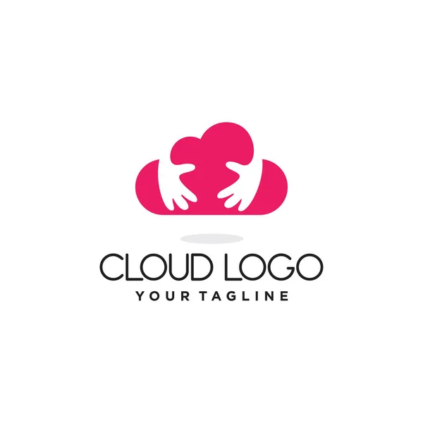 Cloud Hug Logo Design Template White Background — Stock Vector