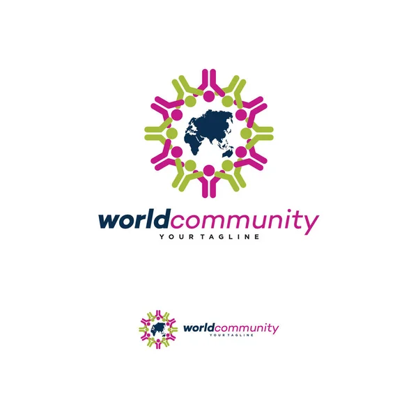 Πρότυπο Σχεδιασμού Λογότυπου Παγκόσμιας Κοινότητας Λευκό Φόντο — Διανυσματικό Αρχείο