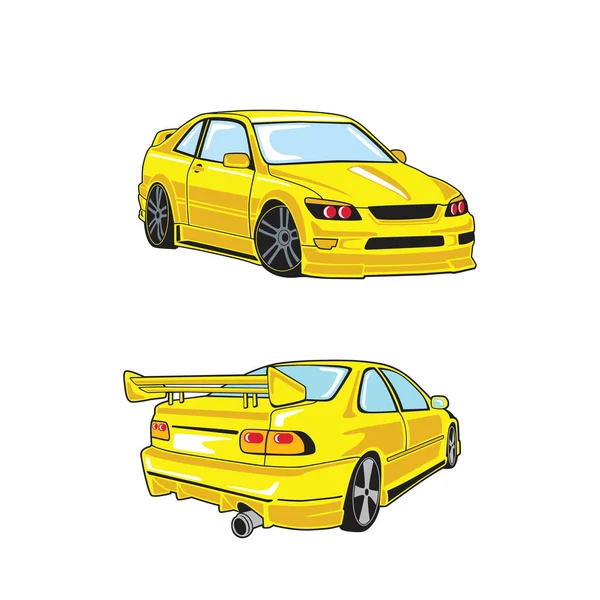 Ilustración Vector Coche Amarillo Con Fondo Blanco — Archivo Imágenes Vectoriales