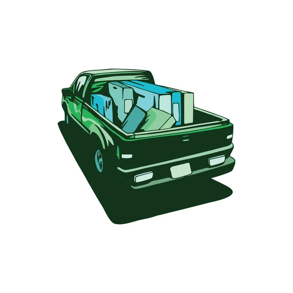 Pickup Transporte Mercancías Vector Ilustración Con Fondo Blanco — Archivo Imágenes Vectoriales