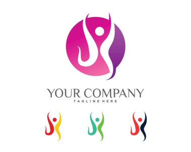 soyut insanlar logo tasarım şablonu beyaz arkaplan