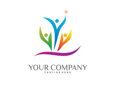 soyut insanlar beyaz arkaplan ile yıldız logo tasarım şablonuna erişiyor