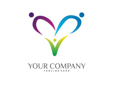 Soyut insanların logo tasarım şablonunu beyaz arkaplan ile sevmek