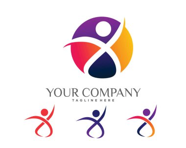 soyut insanlar logo tasarım şablonu beyaz arkaplan