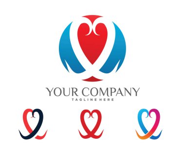 soyut yuvarlak aşk logosu tasarım şablonu beyaz arkaplan