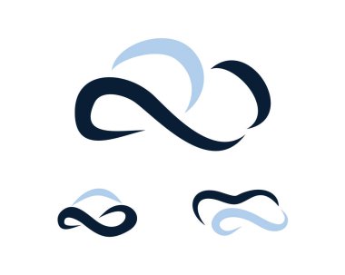 Beyaz arkaplanlı soyut bulut logo tasarım şablonu