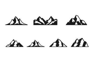 Beyaz arkaplan ile dağ vektörü logo tasarım şablonu koleksiyonu
