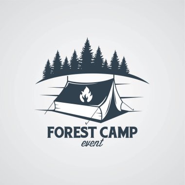 Orman kampı logo tasarım şablonu beyaz arkaplan