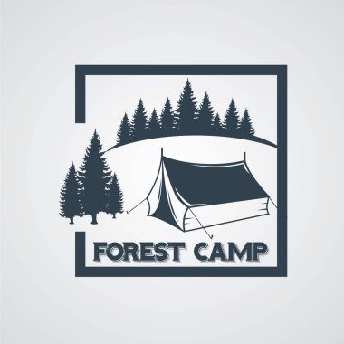Orman kampı logo tasarım şablonu beyaz arkaplan