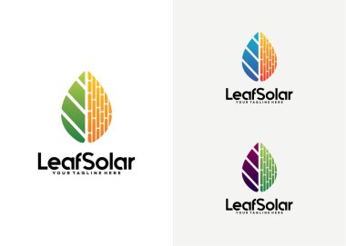 Yaprak güneş logosu tasarım şablonu beyaz arkaplan