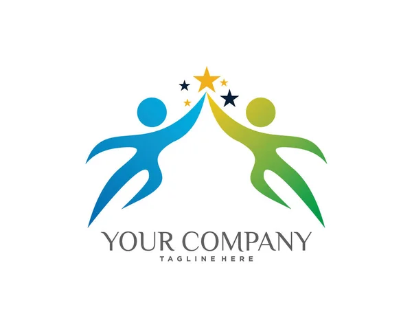 soyut insanlar beyaz arkaplan ile yıldız logo tasarım şablonuna erişiyor