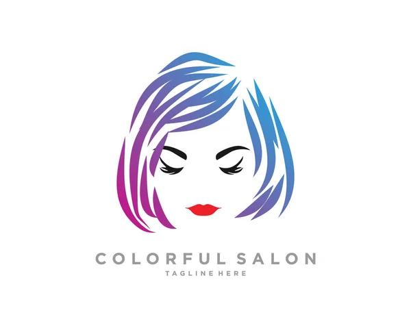 Barevný Salon Logo Design Šablony Bílým Pozadím — Stockový vektor