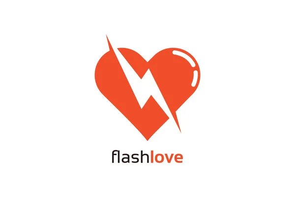 Flash Love Logo Wzór Białym Tle — Wektor stockowy