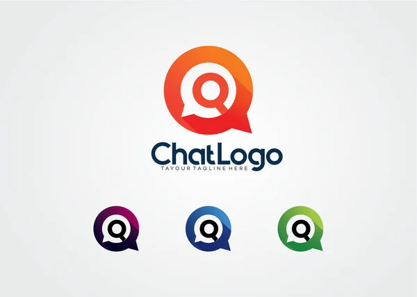 Carta Chat Logo Diseño Plantilla Con Fondo Blanco — Vector de stock