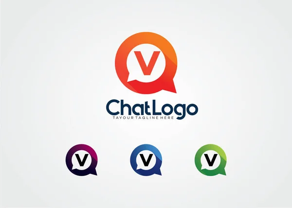 Carta Chat Logo Diseño Plantilla Con Fondo Blanco — Vector de stock