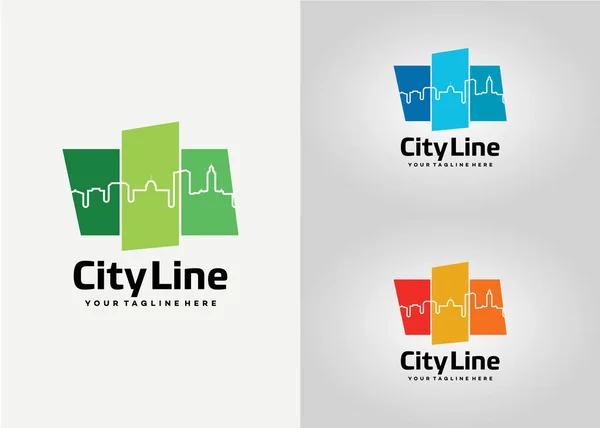 City Line Logo Ontwerp Sjabloon Met Witte Achtergrond — Stockvector