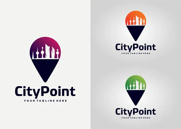 City Point Logo Ontwerp Template Met Witte Achtergrond — Stockvector