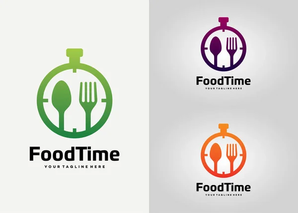 Modelo Design Logotipo Tempo Comida Com Fundo Branco —  Vetores de Stock