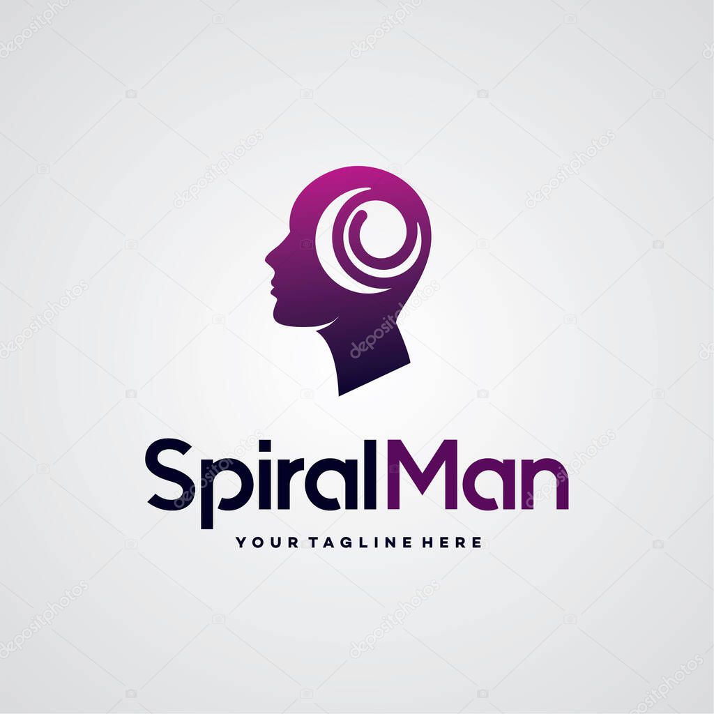 Spiral man logo design template with white background