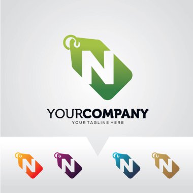 Harf N Fiyat Etiketi Logo Tasarım Vektörü, Amblem, Tasarım Konsepti, Yaratıcı Sembol, Simge Simgesi, Simge