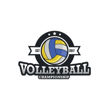 Voleybol Logosu Şablon Tasarım Vektörü, Amblem, Tasarım Konsepti, Yaratıcı Sembol, Simge Simgesi, Simge