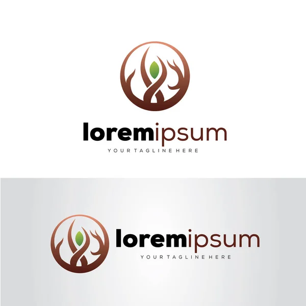 Rounded Tree Logo Template Design Vector Emblem Design Concept Creative — 스톡 벡터