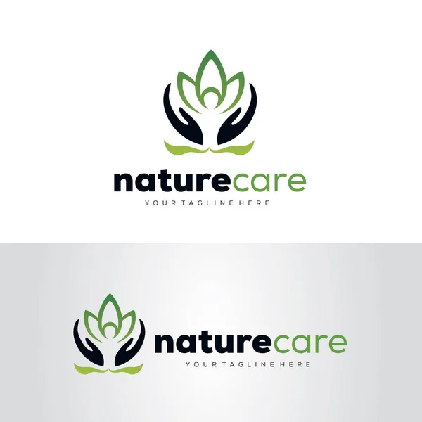 Doğa Bakımı Logo Şablonu Tasarım Vektörü Amblem Tasarım Konsepti Yaratıcı — Stok Vektör