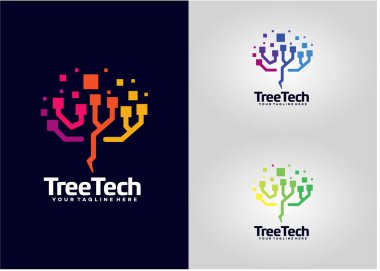Ağaç Teknolojisi Logosu Tasarım Vektörü, Amblem, Tasarım Konsepti, Yaratıcı Sembol, Simge Simgesi, Simge