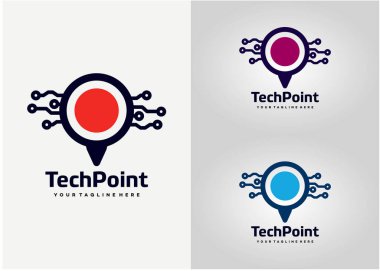 Teknoloji Noktası Logo Şablon Tasarım Vektörü, Amblem, Tasarım Konsepti, Yaratıcı Sembol, Simge Simgesi, Simge