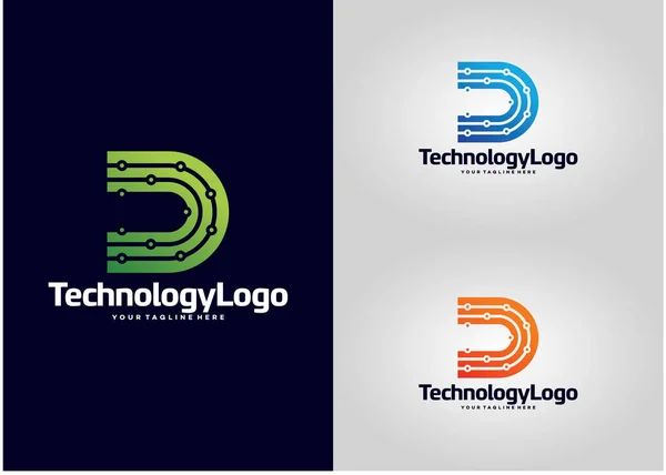 Technologie Logo Template Design Vektor Emblem Designkonzept Kreatives Symbol Symbol — Stockvektor