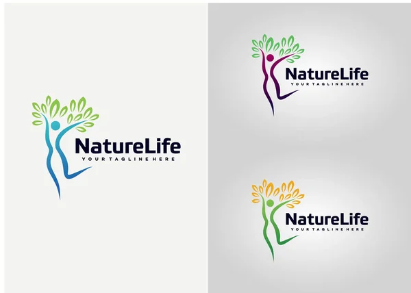 Doğa Hayatı Logo Şablonu Tasarım Vektörü Amblem Tasarım Konsepti Yaratıcı — Stok Vektör