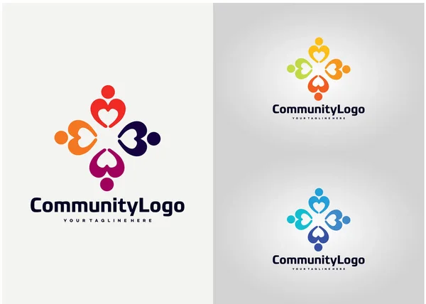 Modèle Logo Communautaire Vecteur Conception Emblème Concept Conception Symbole Créatif — Image vectorielle