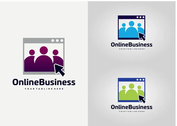 Online Business Λογότυπο Πρότυπο Σχεδιασμός Vector Emblem Design Concept Creative — Διανυσματικό Αρχείο