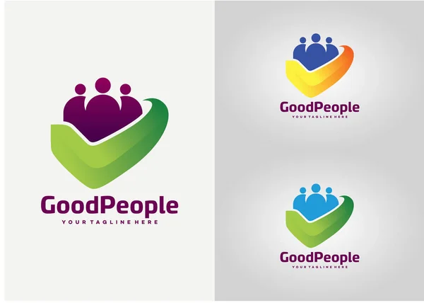 Good People Logo Template Design Vector Emblem Design Concept Creative — Διανυσματικό Αρχείο