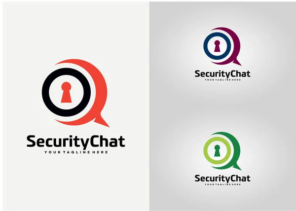 Seguridad Chat Logo Template Design Vector Emblema Concepto Diseño Símbolo — Vector de stock