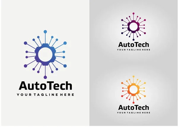 Auto Technology Logo Template Design Vektor Emblem Designkonzept Kreatives Symbol — Stockvektor