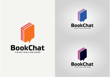 Book Chat Logo Şablon Tasarım Vektörü, Amblem, Tasarım Konsepti, Yaratıcı Sembol, Simge Simgesi, Simge