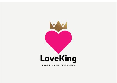 Love King Logo Şablon Tasarım Vektörü, Amblem, Tasarım Konsepti, Yaratıcı Sembol, Simge Simgesi, Simge